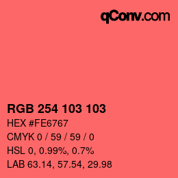 Farbcode: RGB 254 103 103 | qconv.com