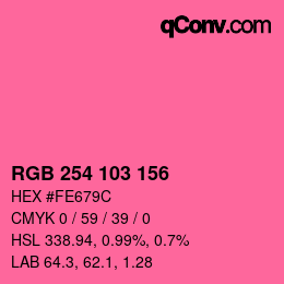 颜色代码: RGB 254 103 156 | qconv.com