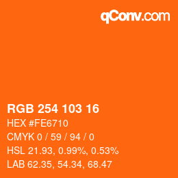 Color code: RGB 254 103 16 | qconv.com