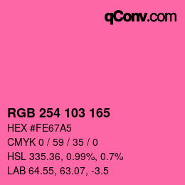 Color code: RGB 254 103 165 | qconv.com