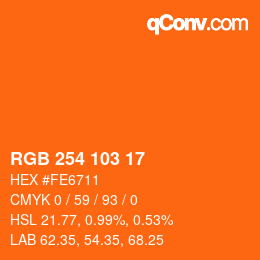 Color code: RGB 254 103 17 | qconv.com