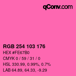 カラーコード: RGB 254 103 176 | qconv.com