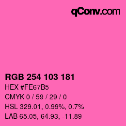 カラーコード: RGB 254 103 181 | qconv.com