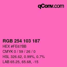 Color code: RGB 254 103 187 | qconv.com
