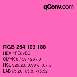 Color code: RGB 254 103 188 | qconv.com