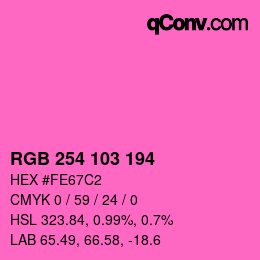 Color code: RGB 254 103 194 | qconv.com