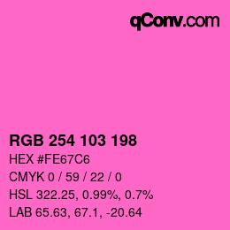 Color code: RGB 254 103 198 | qconv.com