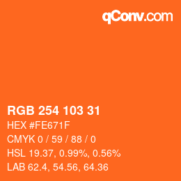 Color code: RGB 254 103 31 | qconv.com