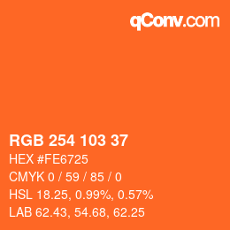 Color code: RGB 254 103 37 | qconv.com