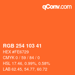 Color code: RGB 254 103 41 | qconv.com
