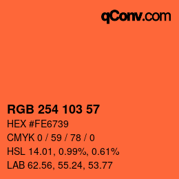 Color code: RGB 254 103 57 | qconv.com