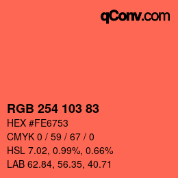 Color code: RGB 254 103 83 | qconv.com