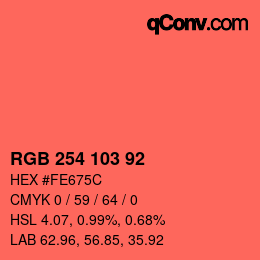 Color code: RGB 254 103 92 | qconv.com