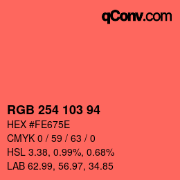 Color code: RGB 254 103 94 | qconv.com