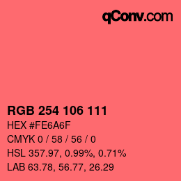 Color code: RGB 254 106 111 | qconv.com