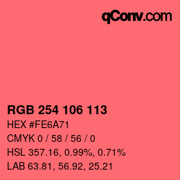 Color code: RGB 254 106 113 | qconv.com
