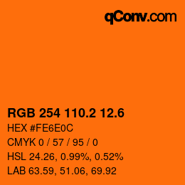 カラーコード: RGB 254 110.2 12.6 | qconv.com