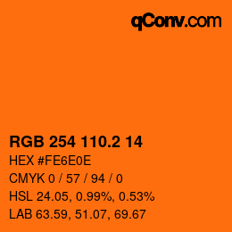 カラーコード: RGB 254 110.2 14 | qconv.com