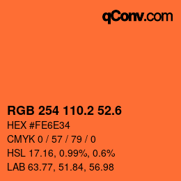 カラーコード: RGB 254 110.2 52.6 | qconv.com