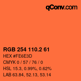 カラーコード: RGB 254 110.2 61 | qconv.com