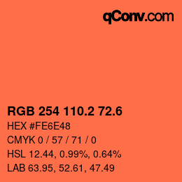 カラーコード: RGB 254 110.2 72.6 | qconv.com