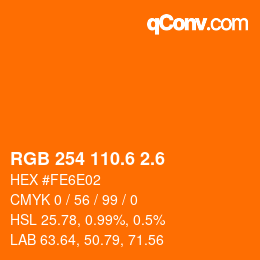 カラーコード: RGB 254 110.6 2.6 | qconv.com