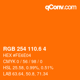 カラーコード: RGB 254 110.6 4 | qconv.com