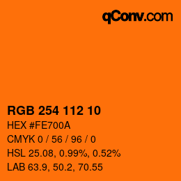 Color code: RGB 254 112 10 | qconv.com