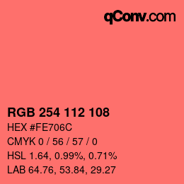Código de color: RGB 254 112 108 | qconv.com