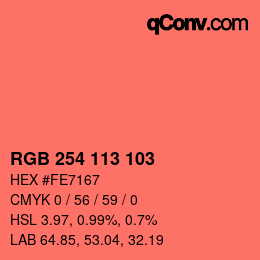 カラーコード: RGB 254 113 103 | qconv.com