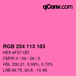 Color code: RGB 254 113 183 | qconv.com