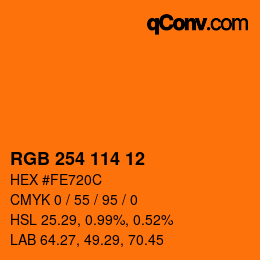 カラーコード: RGB 254 114 12 | qconv.com