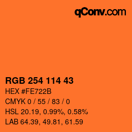 Color code: RGB 254 114 43 | qconv.com