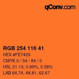 Color code: RGB 254 116 41 | qconv.com