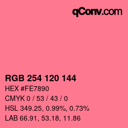 Color code: RGB 254 120 144 | qconv.com