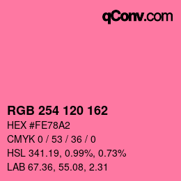 Color code: RGB 254 120 162 | qconv.com