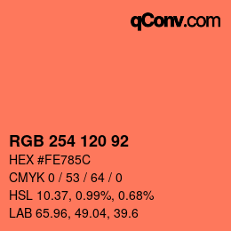 カラーコード: RGB 254 120 92 | qconv.com