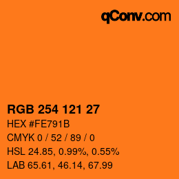 Color code: RGB 254 121 27 | qconv.com