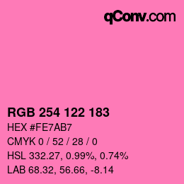 Color code: RGB 254 122 183 | qconv.com