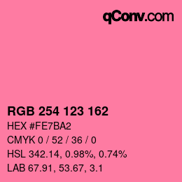 カラーコード: RGB 254 123 162 | qconv.com