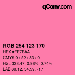 Farbcode: RGB 254 123 170 | qconv.com