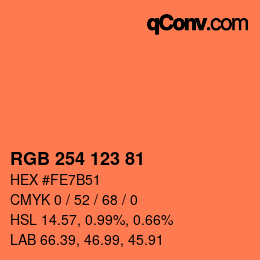 カラーコード: RGB 254 123 81 | qconv.com