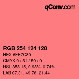 颜色代码: RGB 254 124 128 | qconv.com