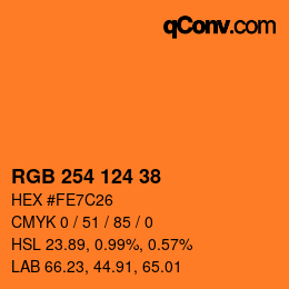 Color code: RGB 254 124 38 | qconv.com
