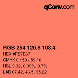 カラーコード: RGB 254 126.8 103.4 | qconv.com