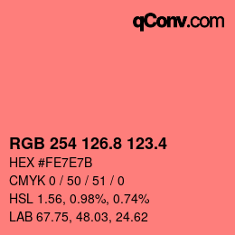 カラーコード: RGB 254 126.8 123.4 | qconv.com