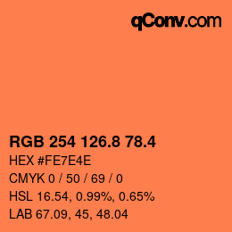 カラーコード: RGB 254 126.8 78.4 | qconv.com