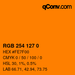 Color code: RGB 254 127 0 | qconv.com