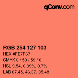 Color code: RGB 254 127 103 | qconv.com