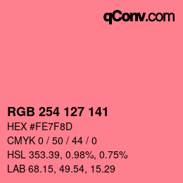 Color code: RGB 254 127 141 | qconv.com